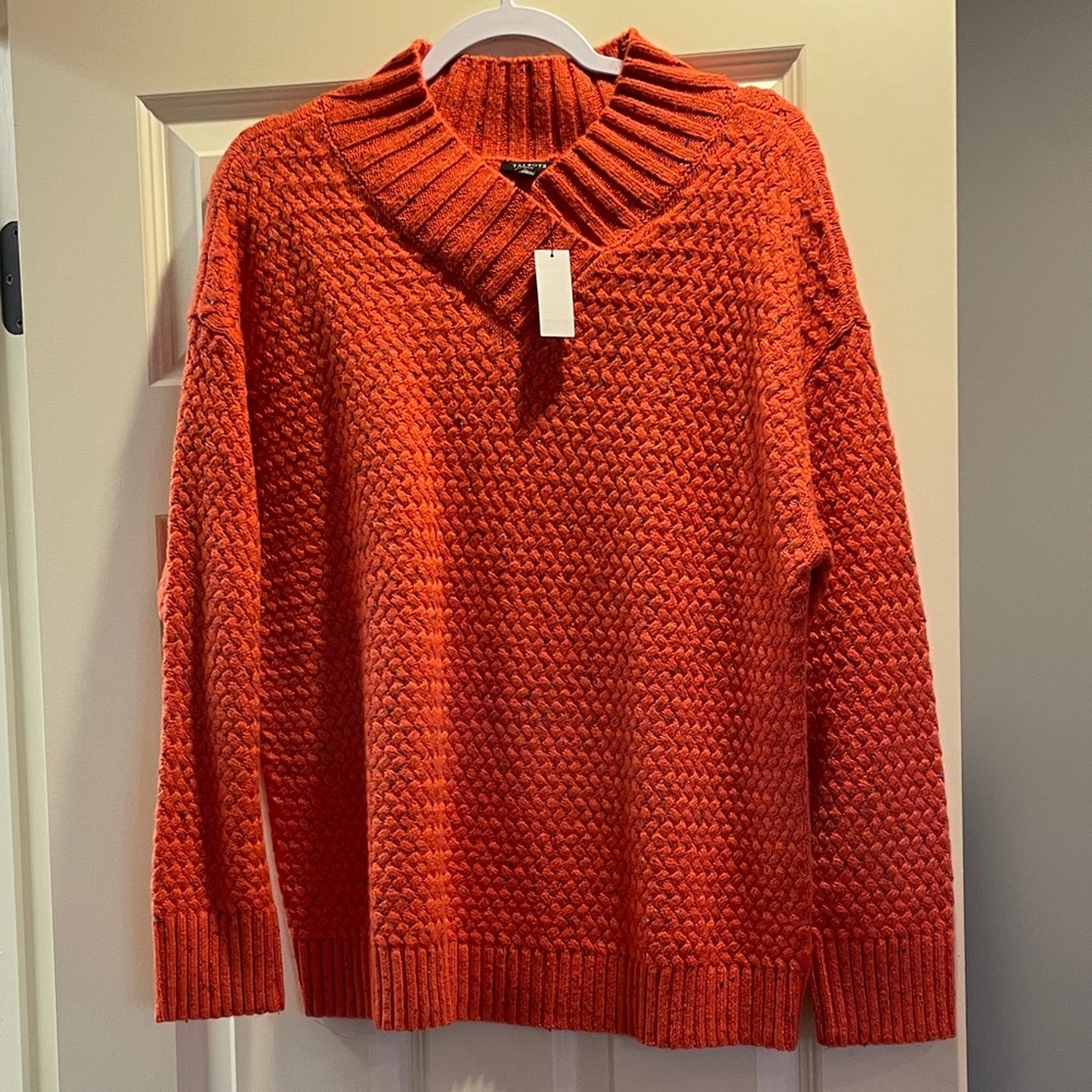 Talbots Bold Orange Cowl Neck Sweater